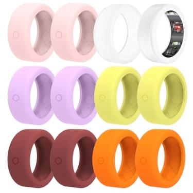 Imagem de pupvus Pacote com 12 capas de anel para protetor Oura-Ring-Gen-4/Gen-3 – Capa de silicone elástica antiarranhões atualizada antiderrapante para Ultrahuman Air/RingConn/Samsung Anel multicolorido para