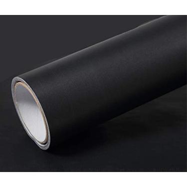 Imagem de UPREDO Papel de parede autoadesivo de vinil texturizado fosco de cor sólida, papel de parede autoadesivo, papel decorativo para casa, 40 x 200 cm (preto)