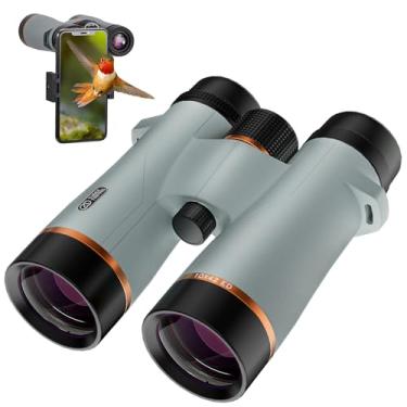 Imagem de Binóculos ED 10 x 42 para adultos de alta potência com adaptador de telefone, binóculos à prova d'água com lentes ED, super brilhante para observação de pássaros, caminhadas, cruzeiros, visualização