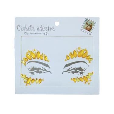 Imagem de Adesivo Para o Rosto Dourado Cristal "Modelo 37" Festas Carnaval - Fes