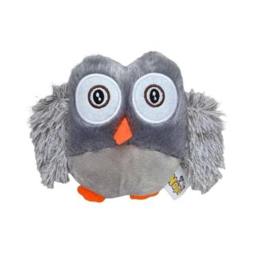 Imagem de Brinquedo Pet Mordedor Coruja Cinza De Pelúcia Apito Sonoro