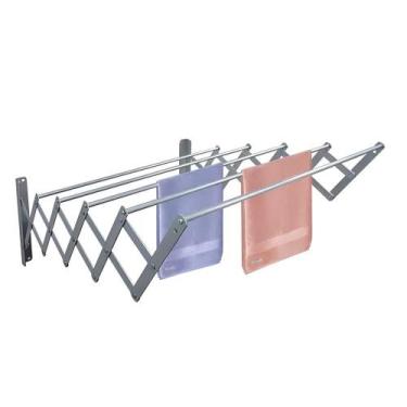 Imagem de Varal sanfonado parede retratil branco suporte dobravel para roupas to