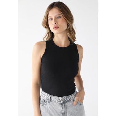 Imagem de Blusa Feminina Básica Regata Ribana Algodão Premium - Levosch, Preto, 