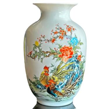 Imagem de MTME Estatuetas de porcelana, vaso de flores decorativo Jingdezhen, decoração de casa Melon Sr., presentes de casamento, escultura estética para decoração de casa (Rooster)