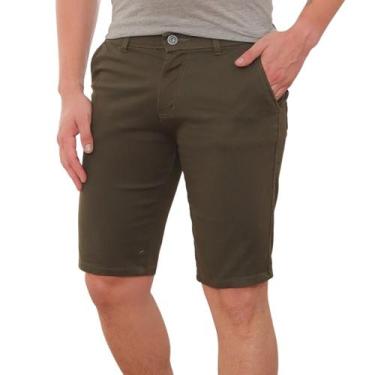 Imagem de Bermuda Masculina Sarja Verde Militar Comfort Casual - Estilo Renovado