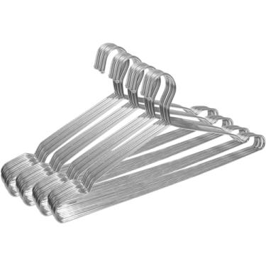 Imagem de Cabides de arame extra largos para roupas plus size, cabides plus size de aço inoxidável de 48 cm, ideais para GG, 2GG, camisas, casacos, vestidos, etc. Prata. Pacote com 40