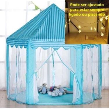 Imagem de Barraca Infantil Tenda Cabana Castelo Princesas+luzes Led+ Rosa Azul, 
