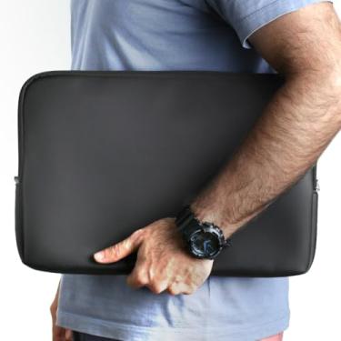 Imagem de Pasta Capa Case Para Notebook Couro Ecológico Preta Lisa 14,1 Polegadas - MGA Store
