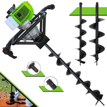 Imagem de Perfurador de Solo Perfuratriz Menegotti MPS-52 À Gasolina 52cc 1,8HP 9.000rpm Motor 2T Completo Com KIT Brocas 80X10cm, 80X15cm e 80X20cm