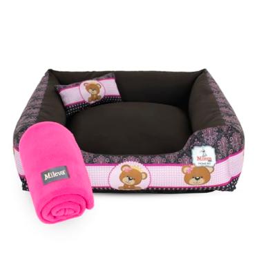 Imagem de Cama Pet Oxford + manta 03 Peças - Coleção Ursinhos - Basic 1 (70x70 cm, Ursinha Princesa Marrom)