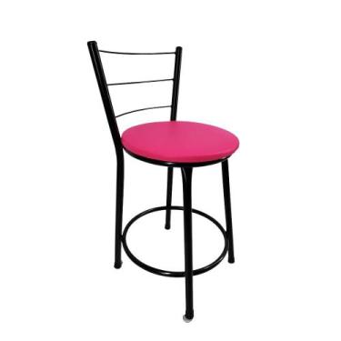 Imagem de Banqueta Baixa Encosto Estofada Bar Balcão Cozinha Preto - FortMix, Ro