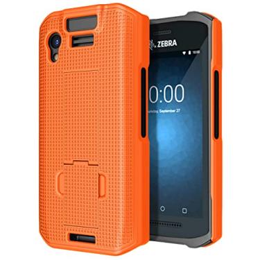 Imagem de Capa com suporte para scanner de computador móvel Zebra TC21 TC26, capa protetora fina texturizada Nakedcellphone com suporte - laranja brilhante