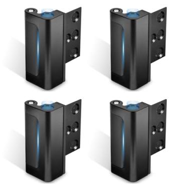 Imagem de Trava de reforço para segurança de porta residencial Steinwhale, trava de segurança infantil para porta com parada interna, evita entradas não autorizadas, acabamento em alumínio preto, 4 unidades