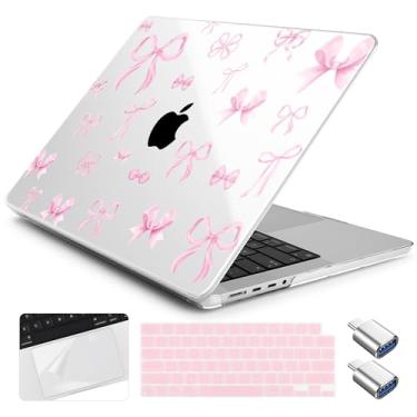 Imagem de Yebiseven Capa para MacBook Pro M4 de 14 polegadas 2025 2024 2023 2021 modelo A3112/A3401/A3185/A2918/A2992/A2779/A2442 M3 M2 M1, capa rígida com capa de teclado + filme trackpad + adaptador OTG, laço