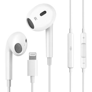 Imagem de Fones de ouvido com fio para iPhone com microfone integrado e controle de volume, fones de ouvido compatíveis com iPhone 14/13/12/11/XR/XS/X/8/7/SE/Pro/Pro Max, suporta todos os sistemas iOS.