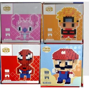 Imagem de Kit 4 Bloco de Montar BrickHeadz didatico com 720 peças 9x9x9Cm - OKAB