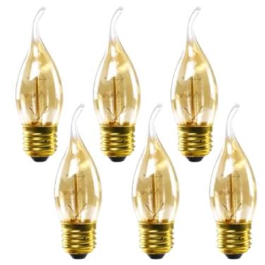Imagem de Kit 6x Lâmpada Filamento Carbono Vela Chama C35 E27 2400K Dimerizável (Tensão 220V)