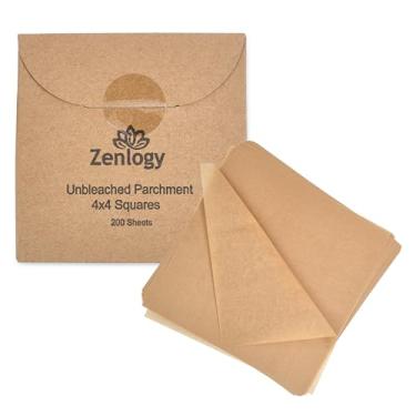 Imagem de (4x4 - 200 sheets) - Zenlogy 4x4 (200 Sheets) Unbleached Parchment Paper Squares - Perfect for Storing, Freezing, Separating, Baking, Diamond Painting - Comes in Easy Pullout Storage Box