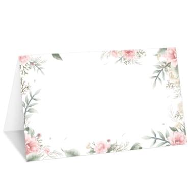 Imagem de Cartões florais rosa blush, conjunto de 25 cartões de nome de barraca para configuração de mesa, etiqueta de comida para casamento, chá de bebê, artigos de festa de jantar de aniversário -019