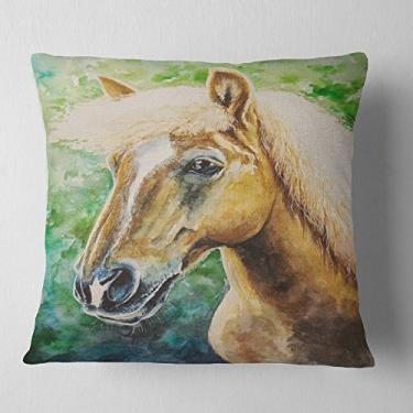 Imagem de Designart Manta Abstrata Grande Cavalo Hafliner Sala de Estar, Sofá, Almofada + Capa de Almofada Estampada em ambos os lados 45,72 cm x 45,72 cm