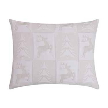 Imagem de Greenland Home Fashions Reindeer Games Novelty Holiday Fronha acolchoada King, branca