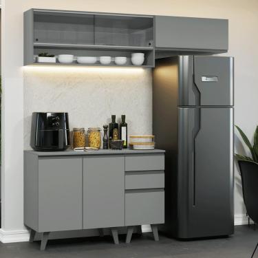 Imagem de Armário de Cozinha Compacta 200cm Cinza Nice Madesa XA14