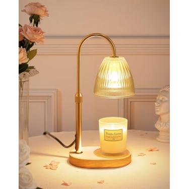 Imagem de TZOFZTTZ Lâmpada moderna para aquecer velas de 29,2 cm a 36,8 cm com temporizador e regulador, presente para mulheres, luz de aquecimento de altura ajustável para velas em frasco, luminária de mesa