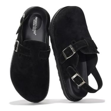 Imagem de Project Cloud Tamancos femininos de couro genuíno – Mules e tamancos femininos com tira traseira com palmilha de espuma viscoelástica – Mules femininas leves e modernas – Sapatos femininos