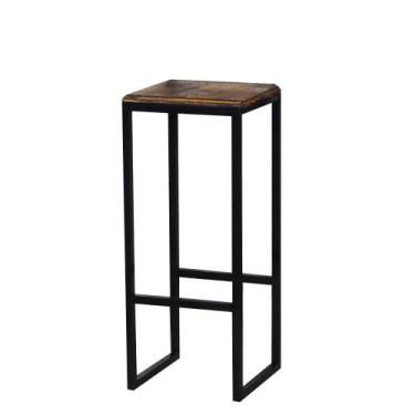 Imagem de Banqueta Alta Balcão Bistrô Industrial Preta Madeira Imbuia - Don Cast