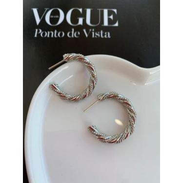 Imagem de Brincos Argolas folheados a Ouro e Prata trabalhada espiral - Dondocas