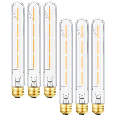 Imagem de LVYE Lâmpadas LED T10, lâmpada tubular regulável E26 4W igual a 40 watts, lâmpada LED longa 22,9 cm, branco quente 2700K, lâmpada de tubo vintage estilo Edison, pacote com 6.