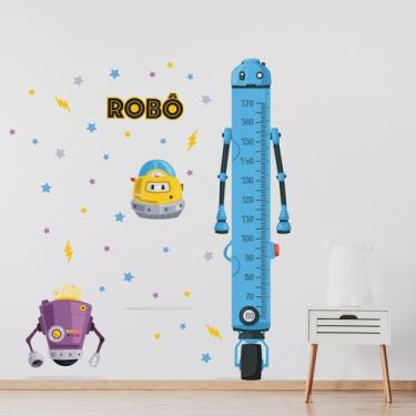 Imagem de Adesivo de Parede Infantil Régua de Crescimento Robôs - Quartinhos