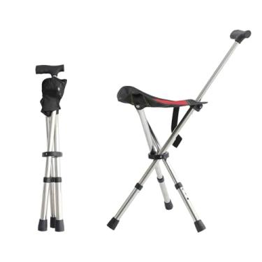 Imagem de King Mills Banquetas leves e portáteis para adultos, resistente, cadeira de caminhada ajustável para adultos, assento de bengala antiderrapante, assento dobrável 113 kg acima ideal para acampamento e