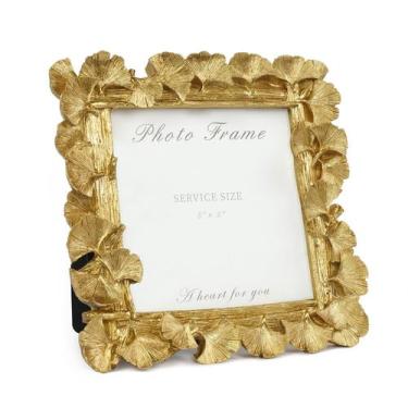 Imagem de Porta-retratos Cuspin Vintage Gold 13x13cm Resina com vidro