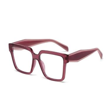 Imagem de VFDHN Armação de óculos grande com lentes para homens e mulheres (vermelho-púrpura)