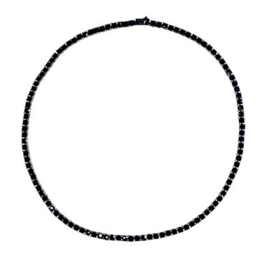 Imagem de WIC Colar de liga de cobre zircão corrente de tênis clássica joia de luxo para homens e mulheres, colar de diamante de 4 mm preto 46 cm/18 pol