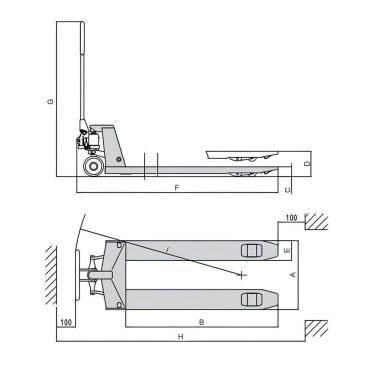 Imagem de Paleteira Carro Hidráulico 2000kg 685x1150 Mm Roda Duplo Nylon Tp2300 Bovenau