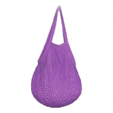 Imagem de Bolsa De Praia Feminina Saco De Rede Macramê Verão Piscina Com Alça roxo