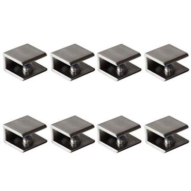 Imagem de Suportes de prateleira de vidro grampos de prateleira grampos de metal níquel escovado forma quadrada montada na parede ajustável 8-12 mm para madeira acrílica (conjunto de 8)