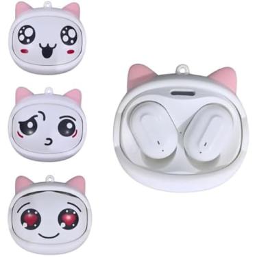 Imagem de Fone Ouvido Auricular Bluetooth Sem Fio Muda Face com Cordão (Gatinho Branco)