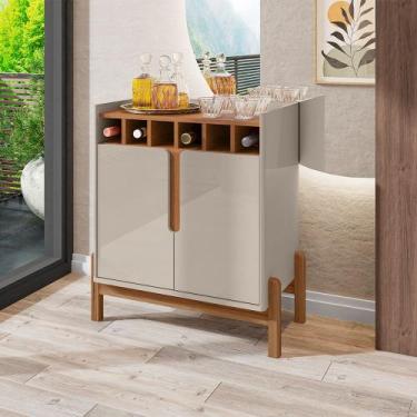 Imagem de Aparador Bar Lizz com Adega e 2 Portas 79cm Off-white/cedro - CASA D