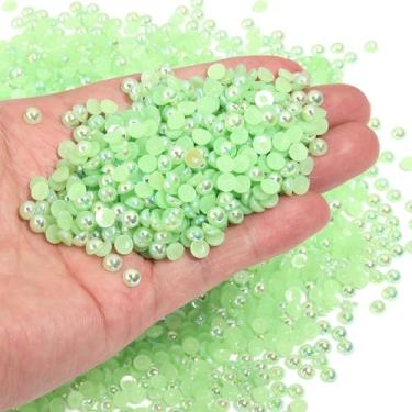 Imagem de Chuyau 3000 peças de pérolas verdes AB flatback de 5 mm para artesanato de joias, meias pérolas redondas para fazer scrapbook faça você mesmo, sapatos, roupas, copo, unhas, decoração de arte de