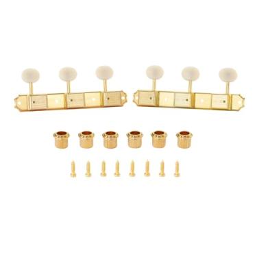 Imagem de KAISH 3 por lado em uma placa, afinadores de guitarra vintage fundidos 3 x 3, afinadores de guitarra para Gibson/Epi Les Paul JR, botão oval de plástico creme, dourado