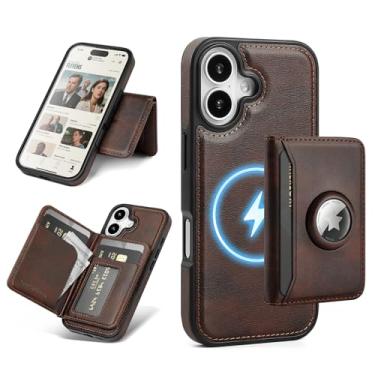 Imagem de Antsturdy Compatível com MagSafe 2 em 1 Capa Magnética Destacável para iPhone 17 com Suporte AirTag, Homens Mulheres Couro PU Bloqueio RFID Compartimento para Cartão de Crédito Slots Capa Flip