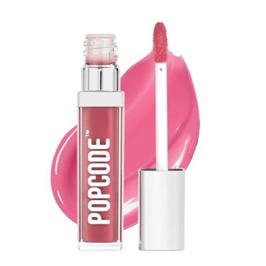 Imagem de popcode Lip Plumper Gloss, preenchimento labial nutritivo matizado com peptídeos, vitamina E, brilho labial hidratante para lábios mais cheios (#003 Rose Garden)