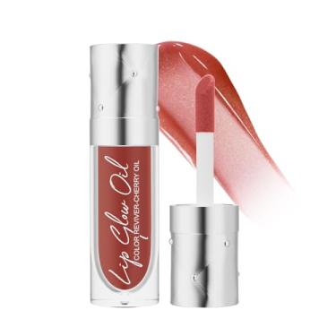 Imagem de Yanqina Óleo hidratante labial de longa duração, nutritivo, brilho labial, hidratante, não pegajoso, mancha labial, óleo de cereja tingido, cuidado labial (vermelho rubi)