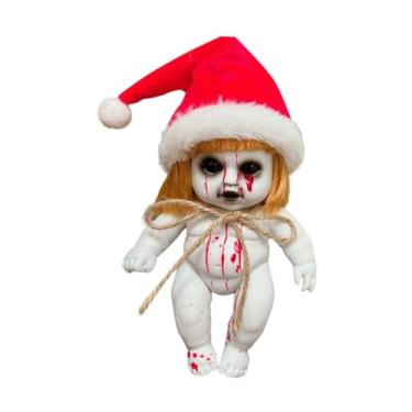 Imagem de Milageto Adereços assustadores, bonecas assustadoras penduradas, decoração assustadora para feriados, adereços de terror, boneca assombrada, boneca assustadora, Menina Santa Grande