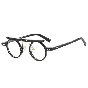 Imagem de Óculos de sol com proteção UV400 para homens e mulheres | Lente pequena redonda punk degradê | Para dirigir e esportes ao ar livre, preto transparente