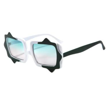 Imagem de HPIRME Óculos de sol coloridos para homens e mulheres, óculos de sol da moda, UV400, gradiente feminino, tendência para áreas externas (azul-cinza)