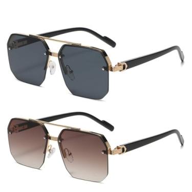 Imagem de Óculos de sol de metal para ciclismo masculino, meia armação, estilo pregos de arroz, casual, tendência, personalidade, retrô, moda, esportes ao ar livre, 07, óculos de sol